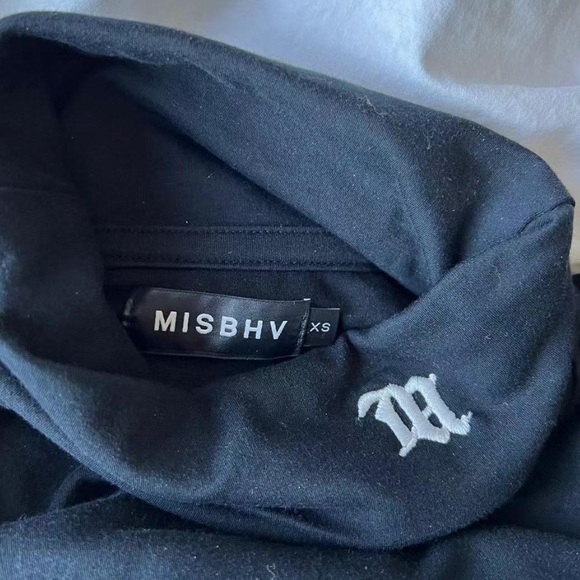 Misbhv black Turtleneck Logo Embroidered Long Sleeve Top size XS m monogram - Picture 4 of 5